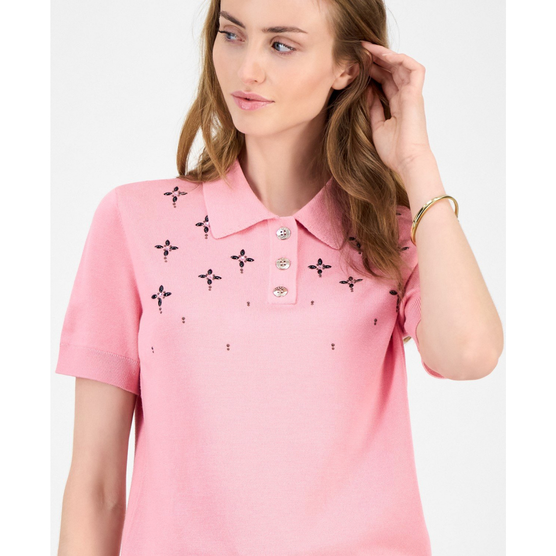 'Embellished Polo Sweater' pour Femmes