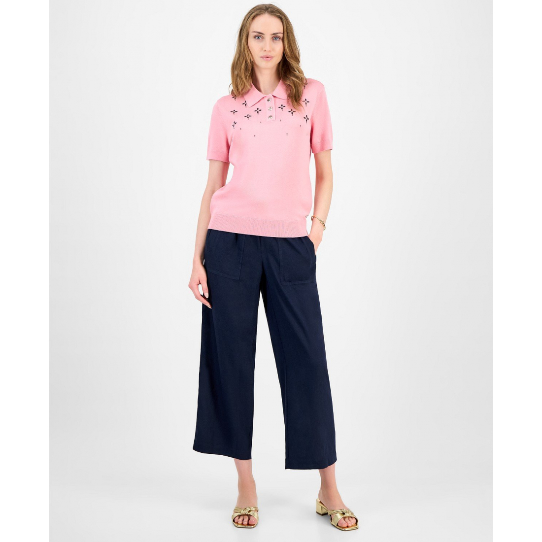 'Embellished Polo Sweater' pour Femmes