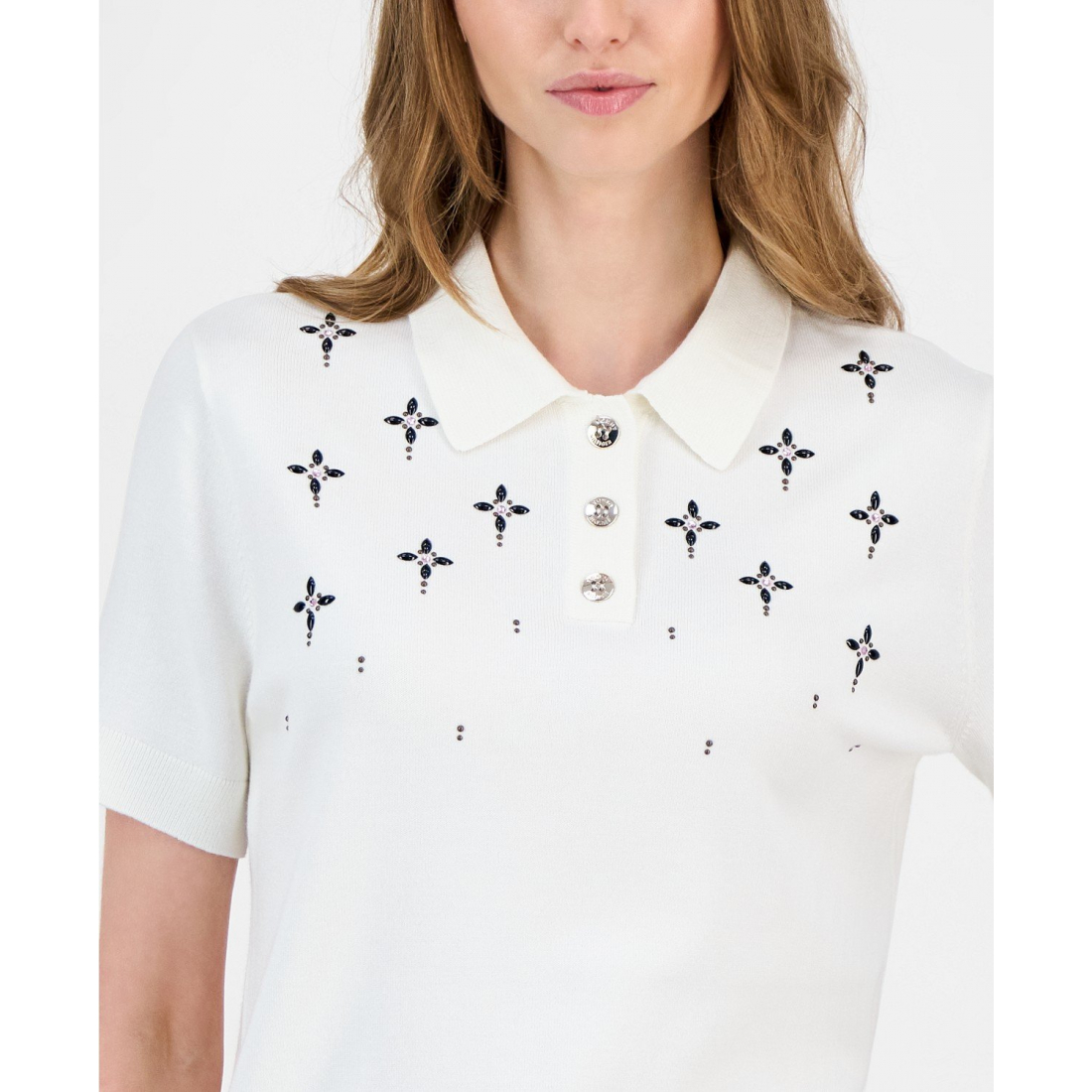 'Embellished Polo Sweater' pour Femmes