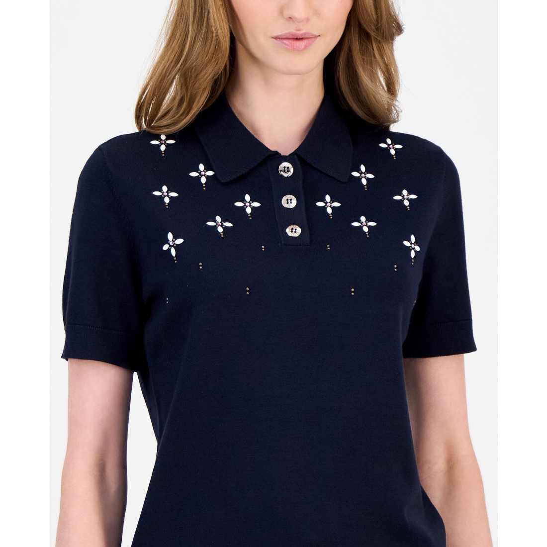 'Embellished Polo Sweater' pour Femmes