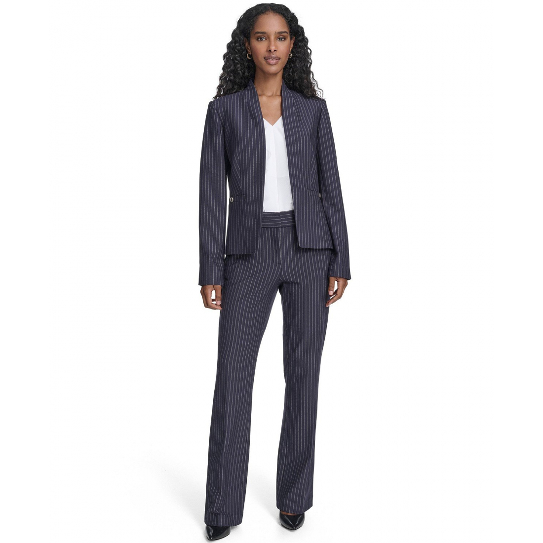 'Open Front Striped Blazer' pour Femmes