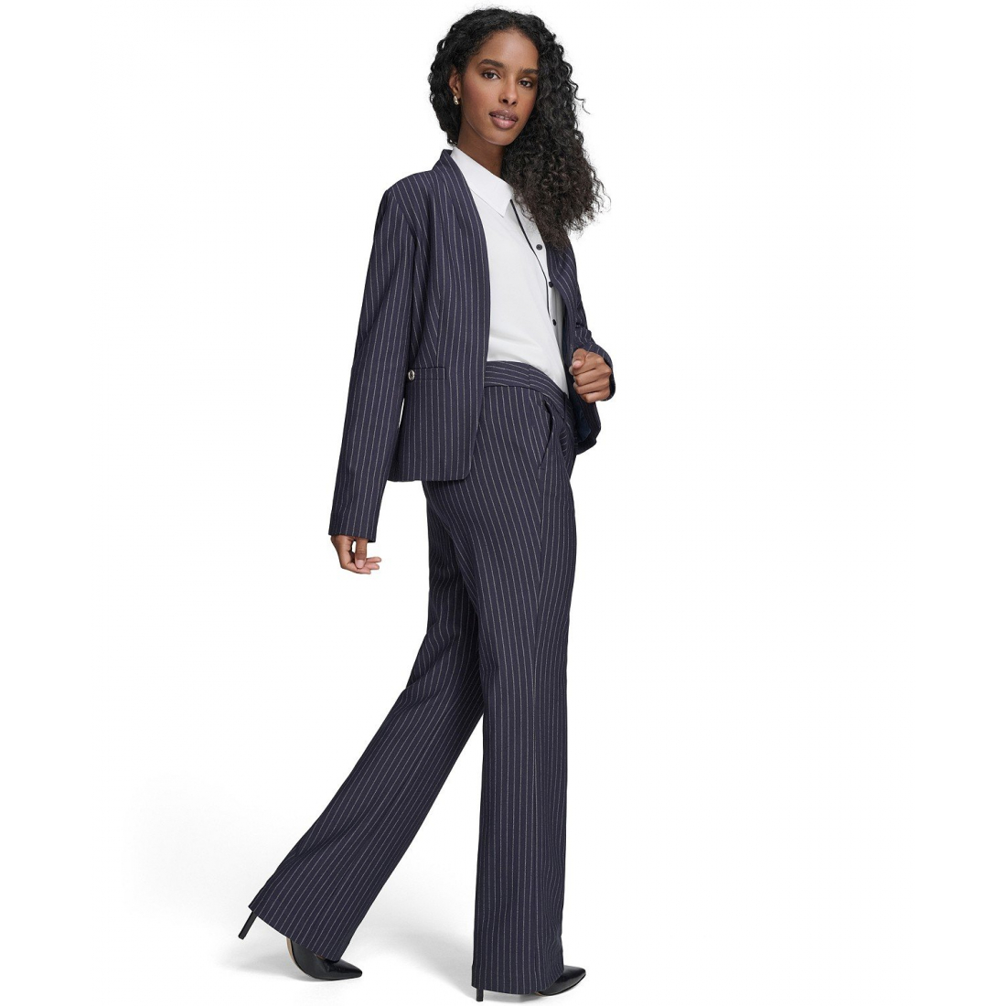 'Open Front Striped Blazer' pour Femmes