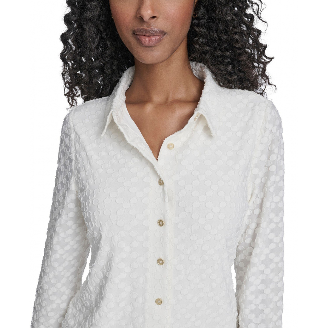 'Floral Clip Button-Up Top' pour Femmes