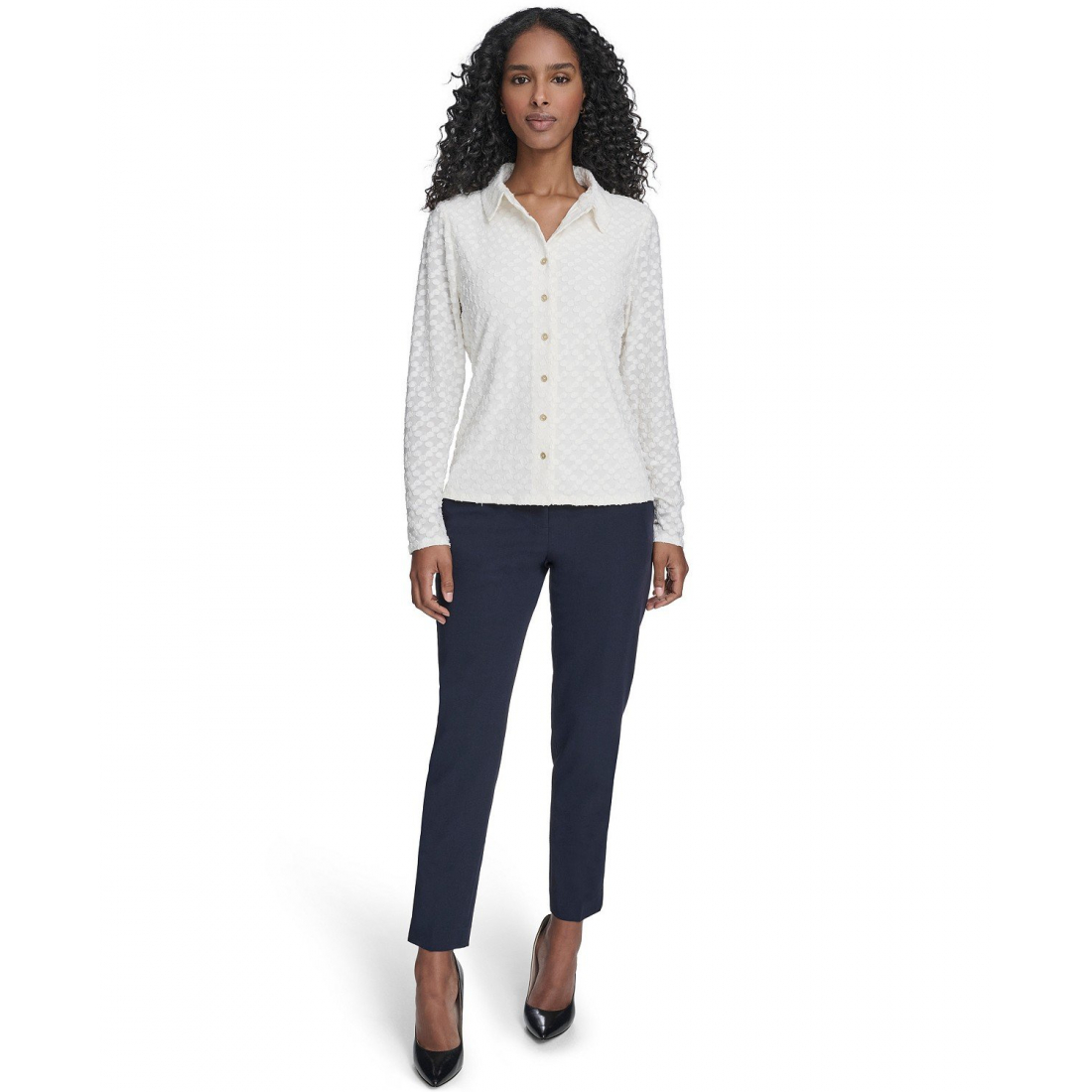 'Floral Clip Button-Up Top' pour Femmes