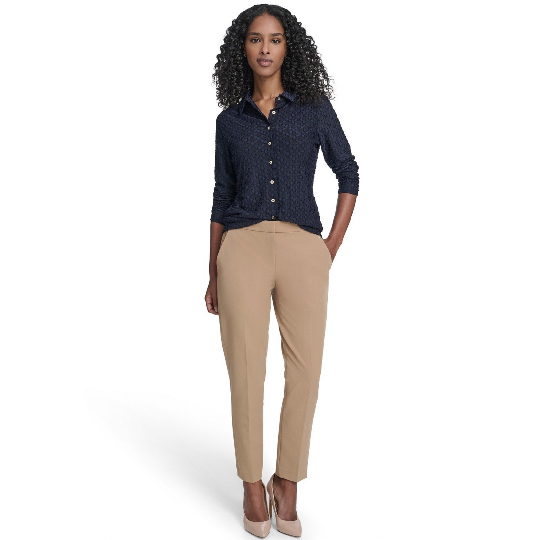 'Floral Clip Button-Up Top' pour Femmes