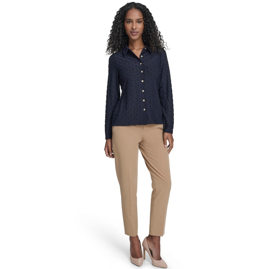 'Floral Clip Button-Up Top' pour Femmes