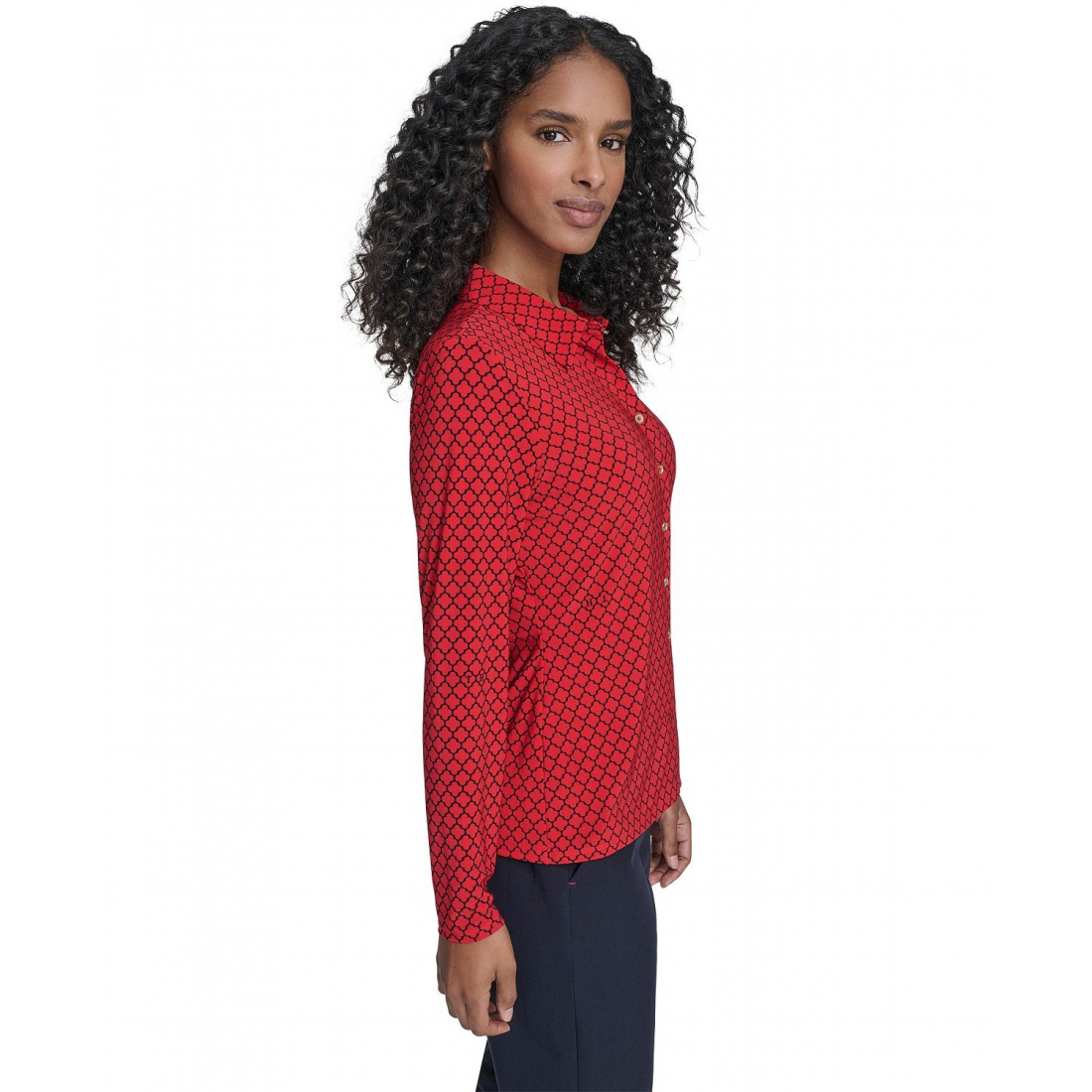 'Long Sleeve Clover Button-Up Top' pour Femmes