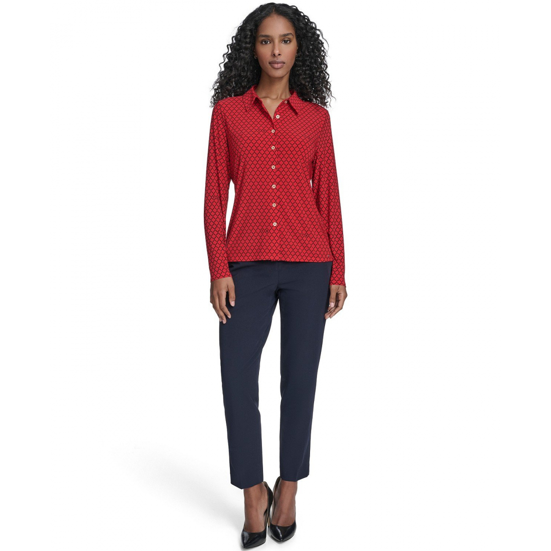 'Long Sleeve Clover Button-Up Top' pour Femmes