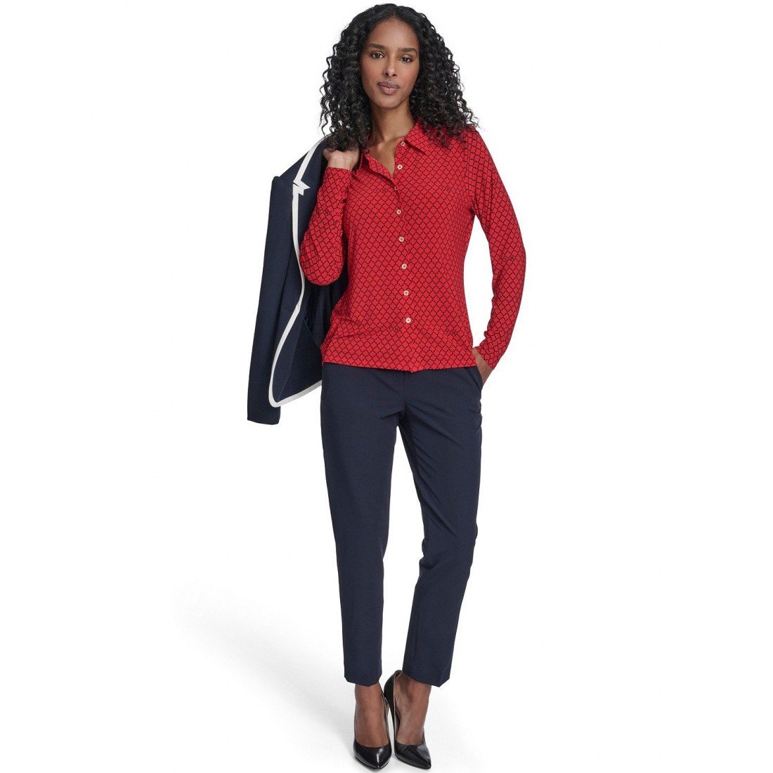 'Long Sleeve Clover Button-Up Top' pour Femmes