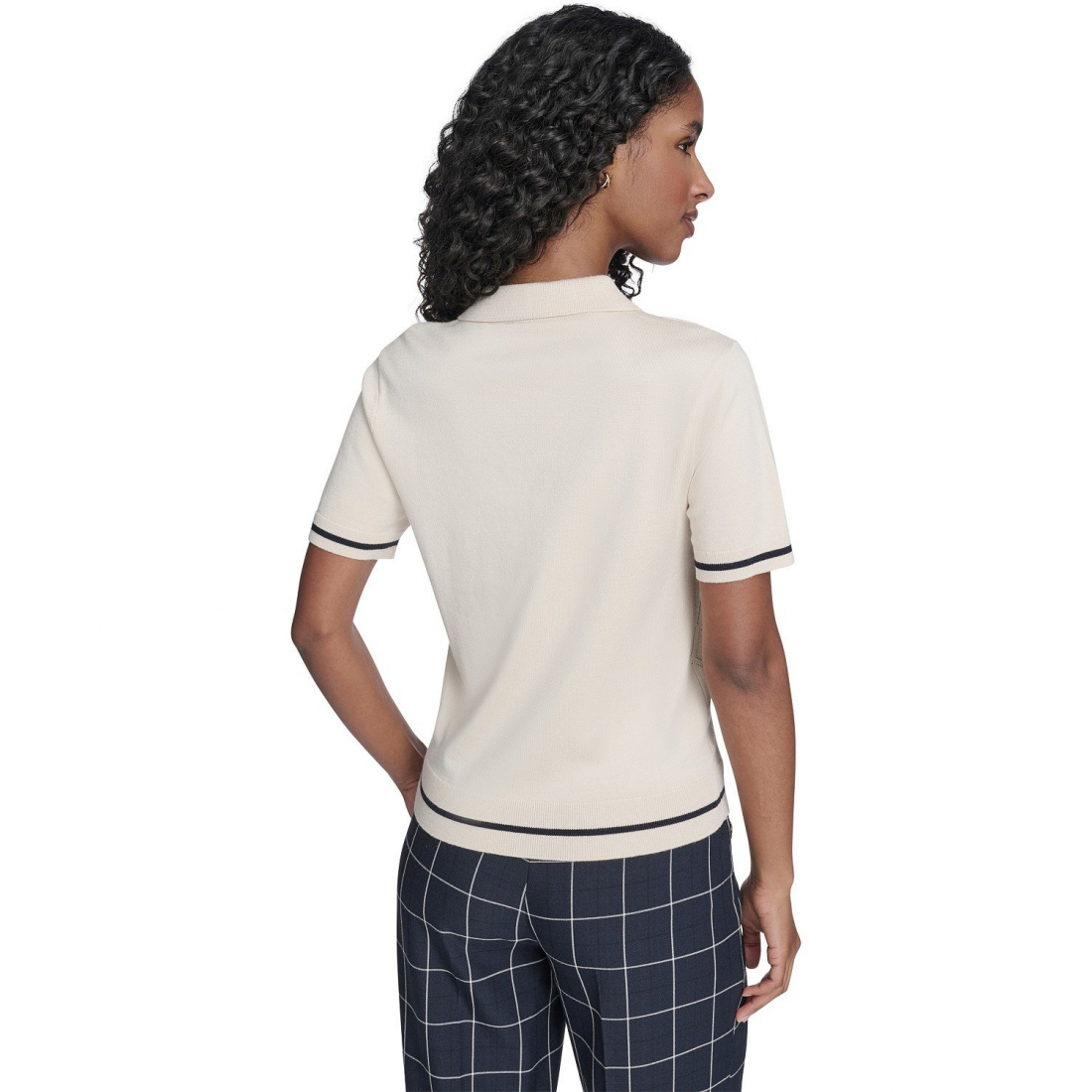 'Short Sleeve Pointelle Polo Sweater' für Damen