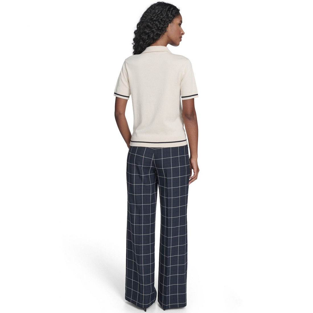 'Short Sleeve Pointelle Polo Sweater' für Damen