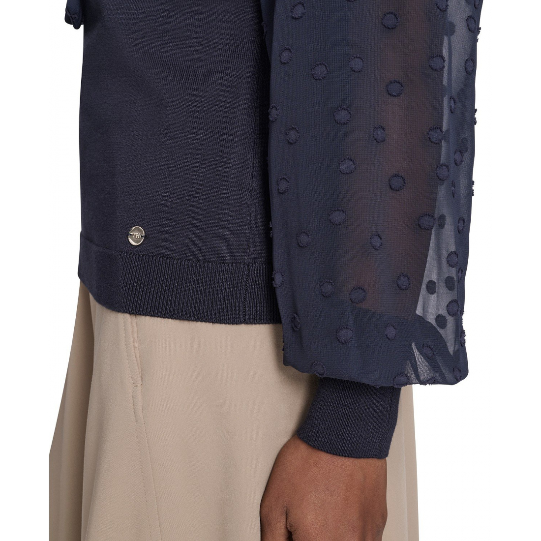 'Mixed Media Floral Clip Long Sleeve Sweater' pour Femmes