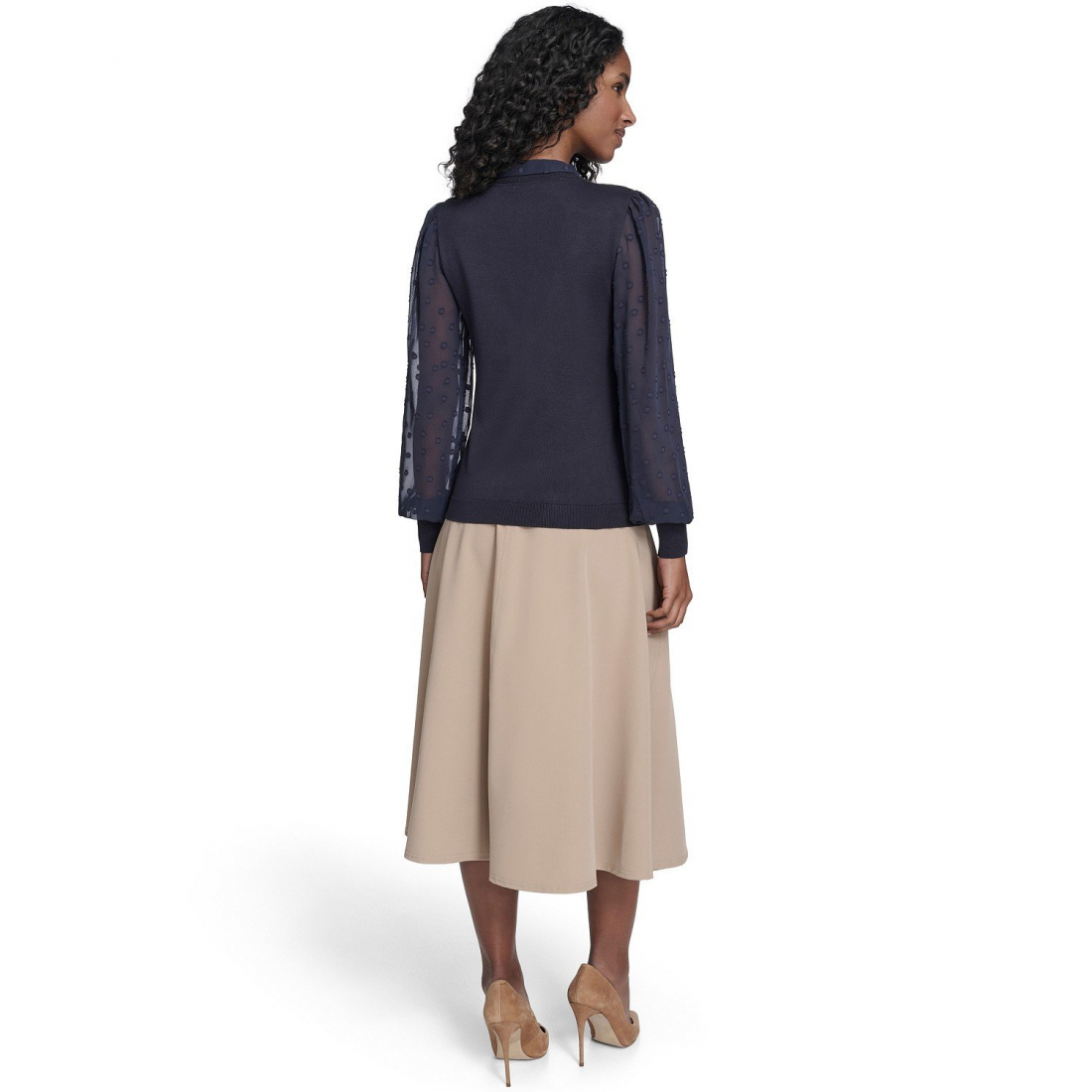 'Mixed Media Floral Clip Long Sleeve Sweater' pour Femmes