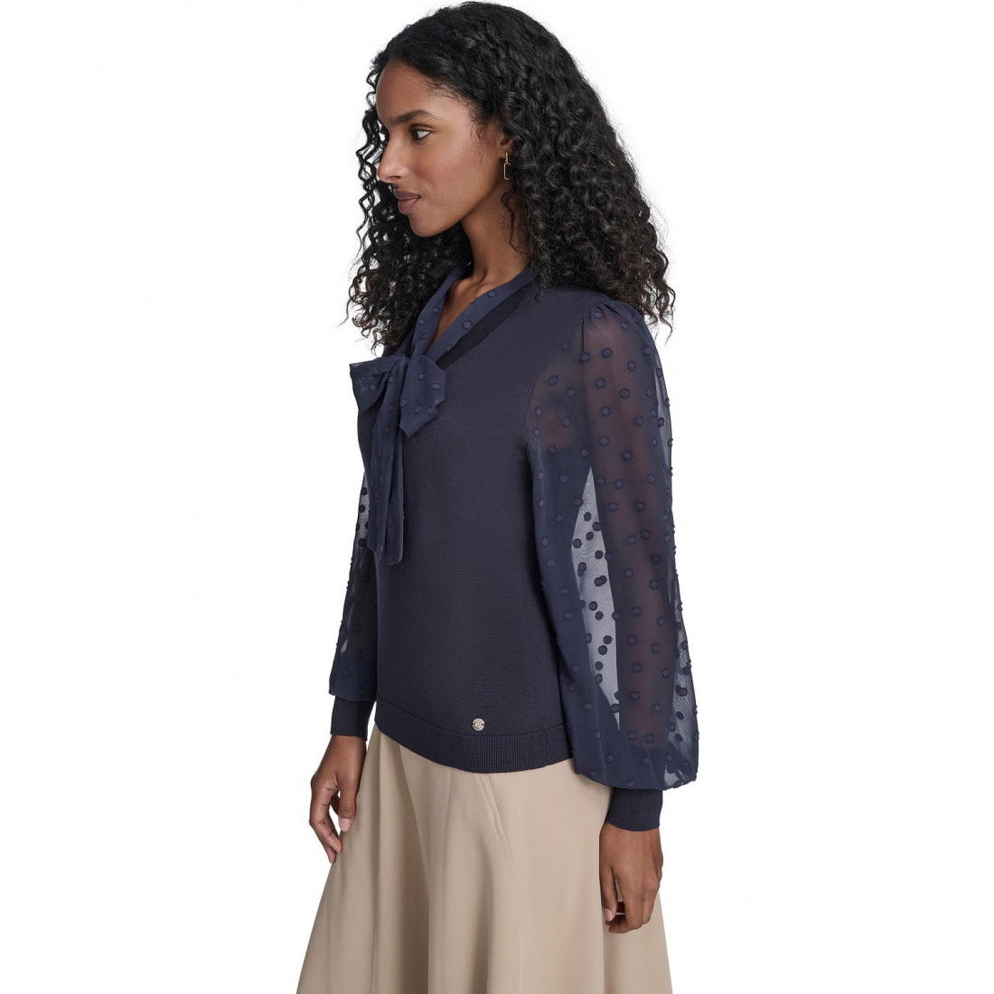 'Mixed Media Floral Clip Long Sleeve Sweater' pour Femmes