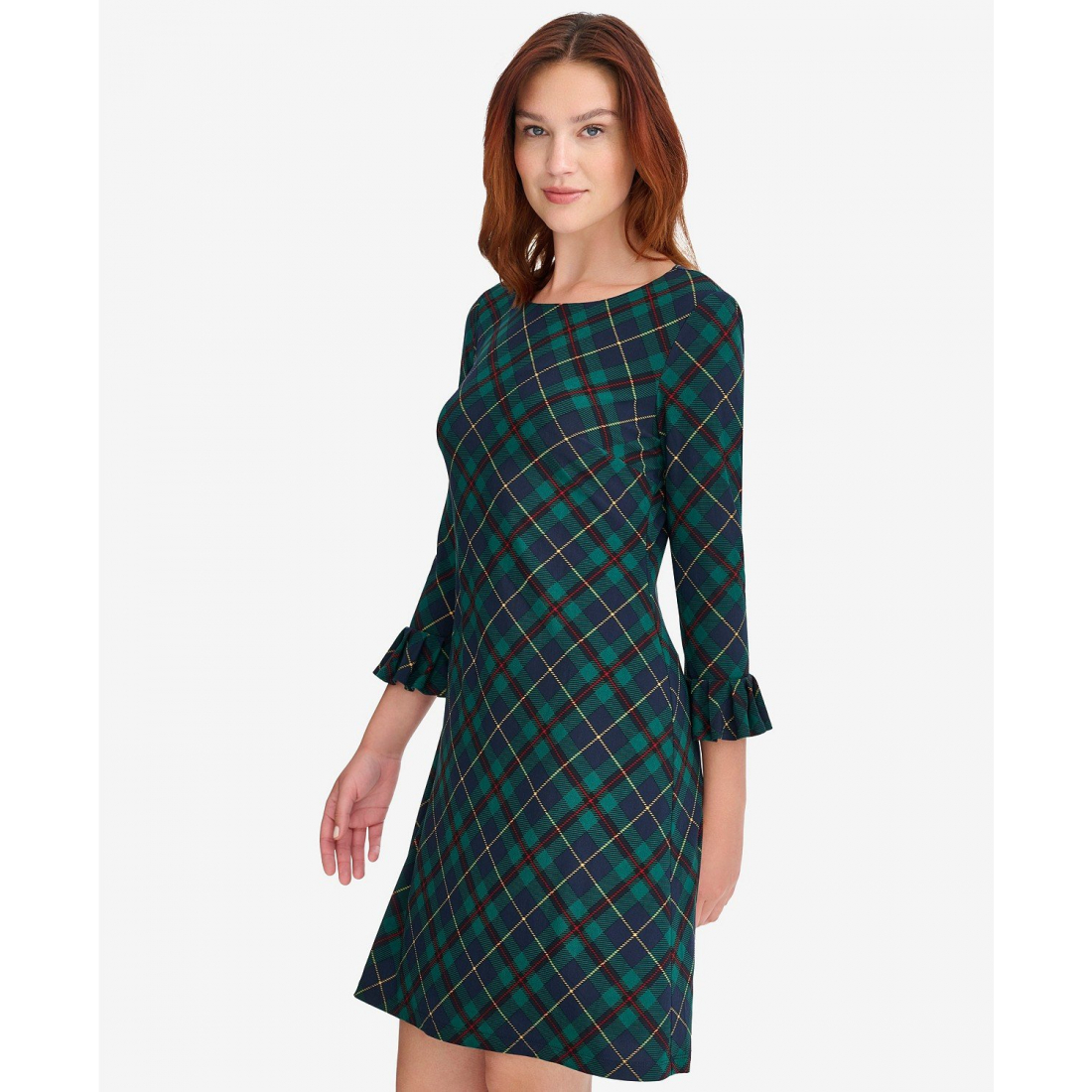'Plaid Shift Crewneck Dress' pour Femmes