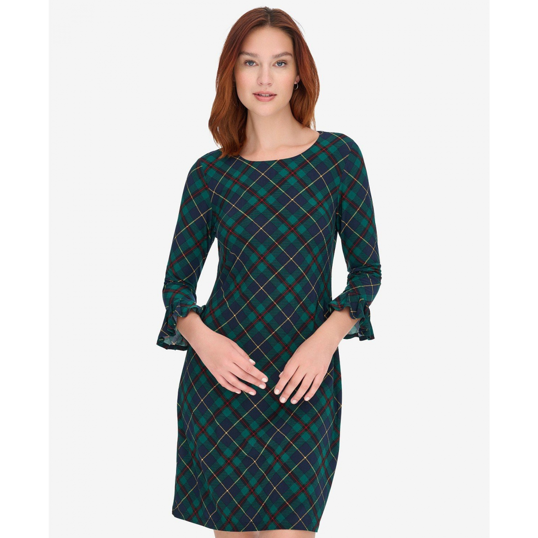 'Plaid Shift Crewneck Dress' pour Femmes