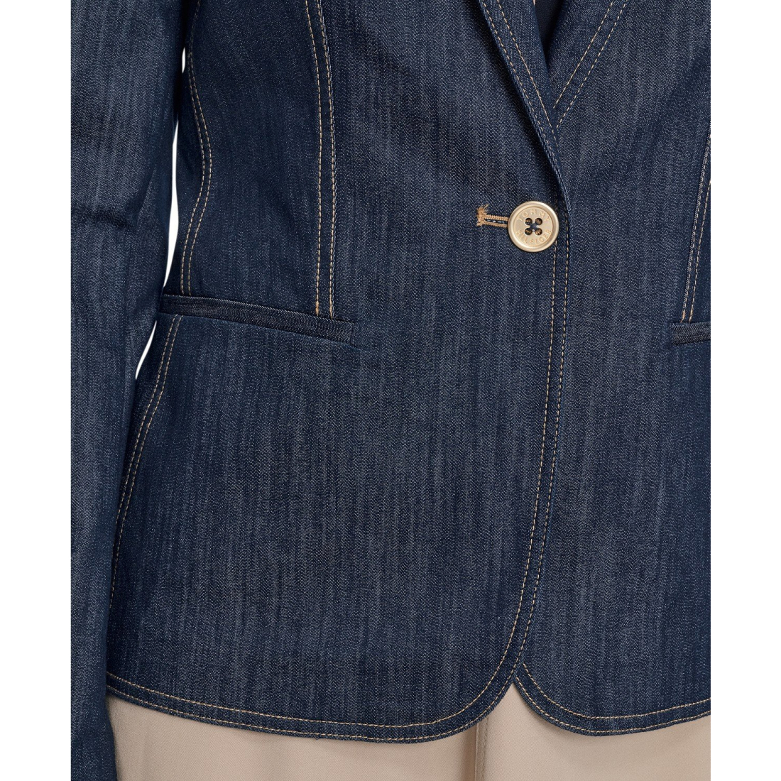 'One Button Denim Blazer' pour Femmes
