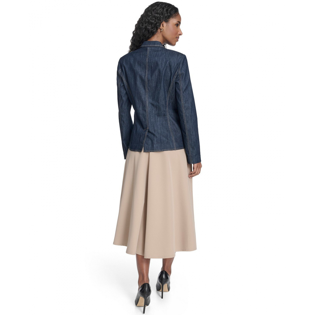'One Button Denim Blazer' pour Femmes