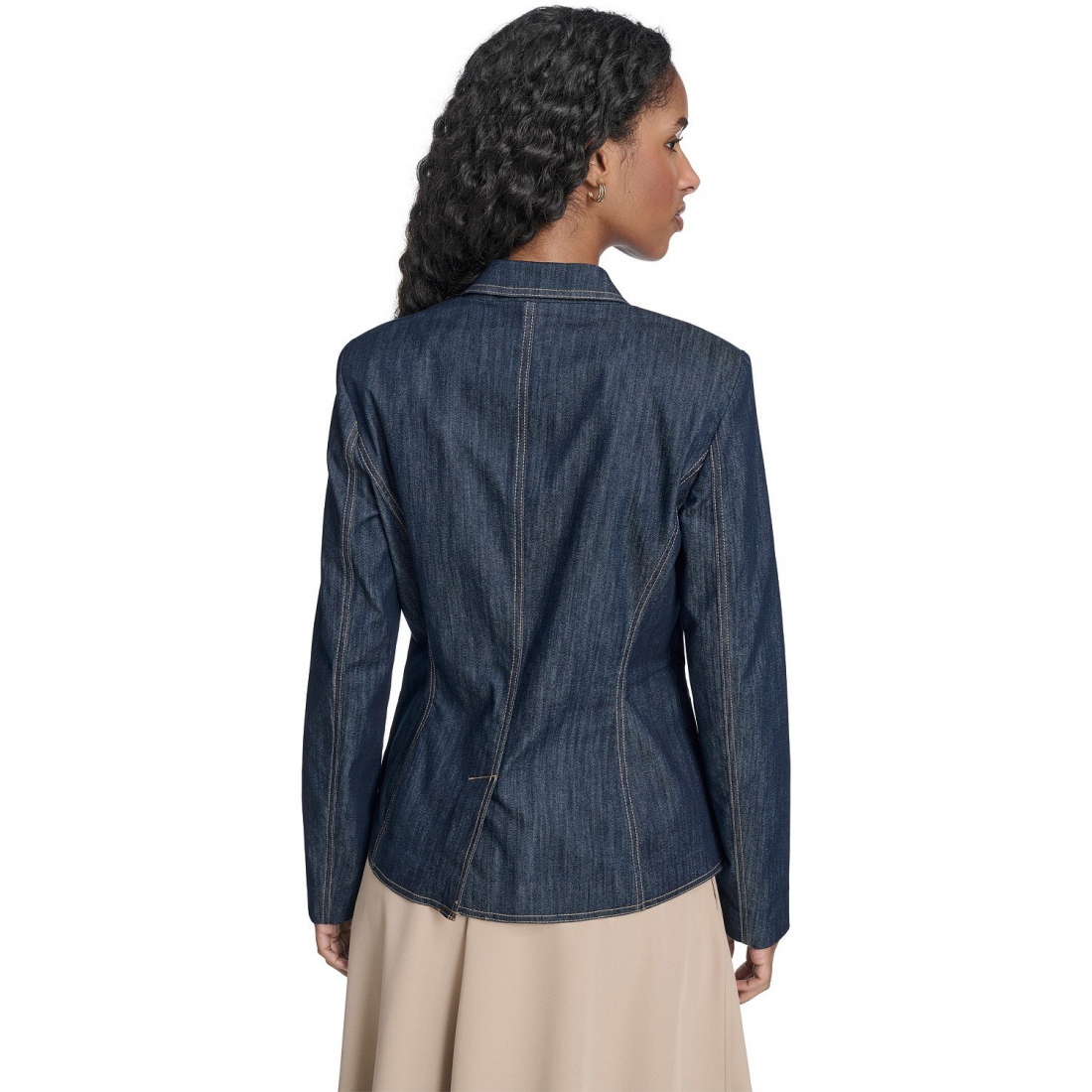 'One Button Denim Blazer' pour Femmes