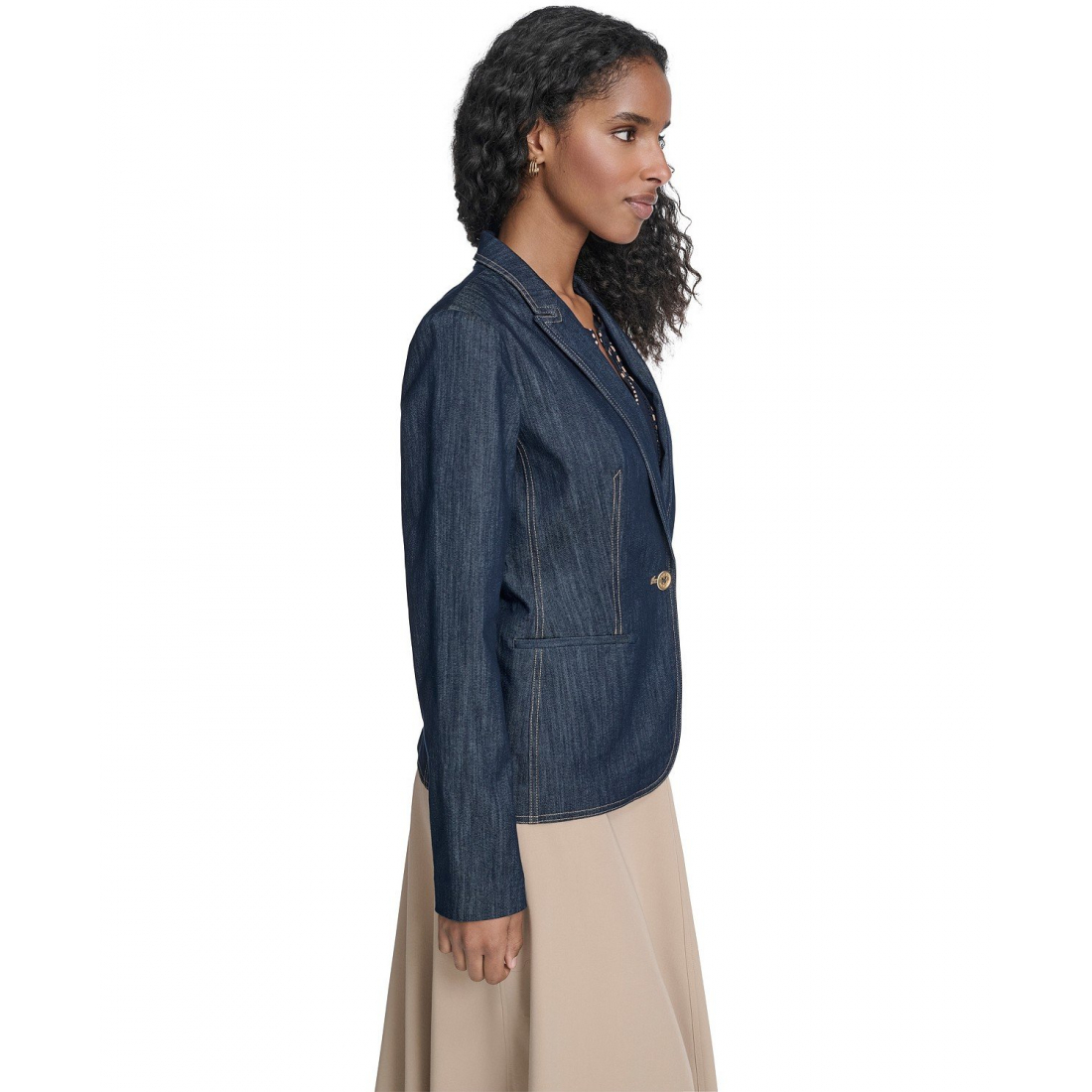 'One Button Denim Blazer' pour Femmes
