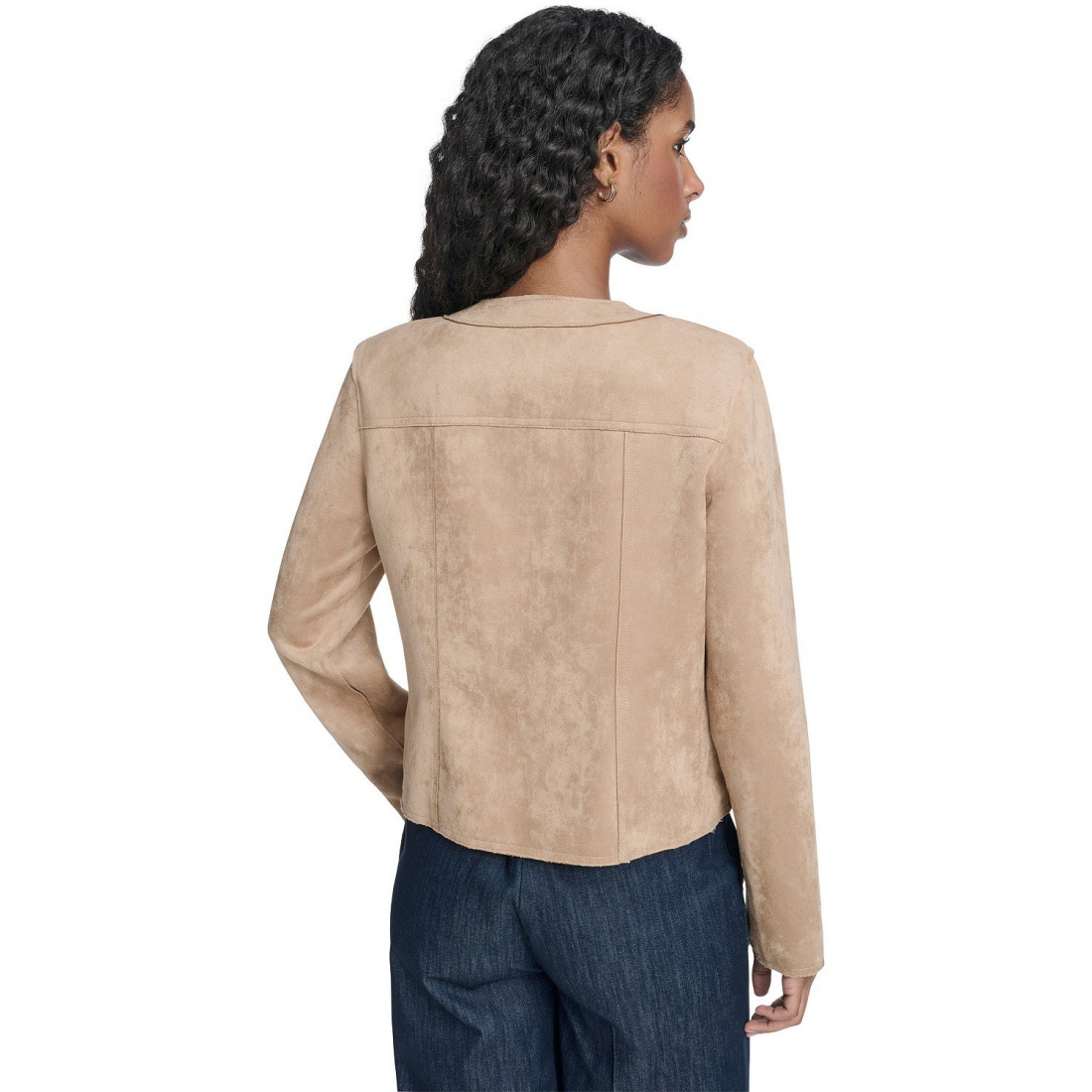 'Collarless Snap Front Jacket' pour Femmes
