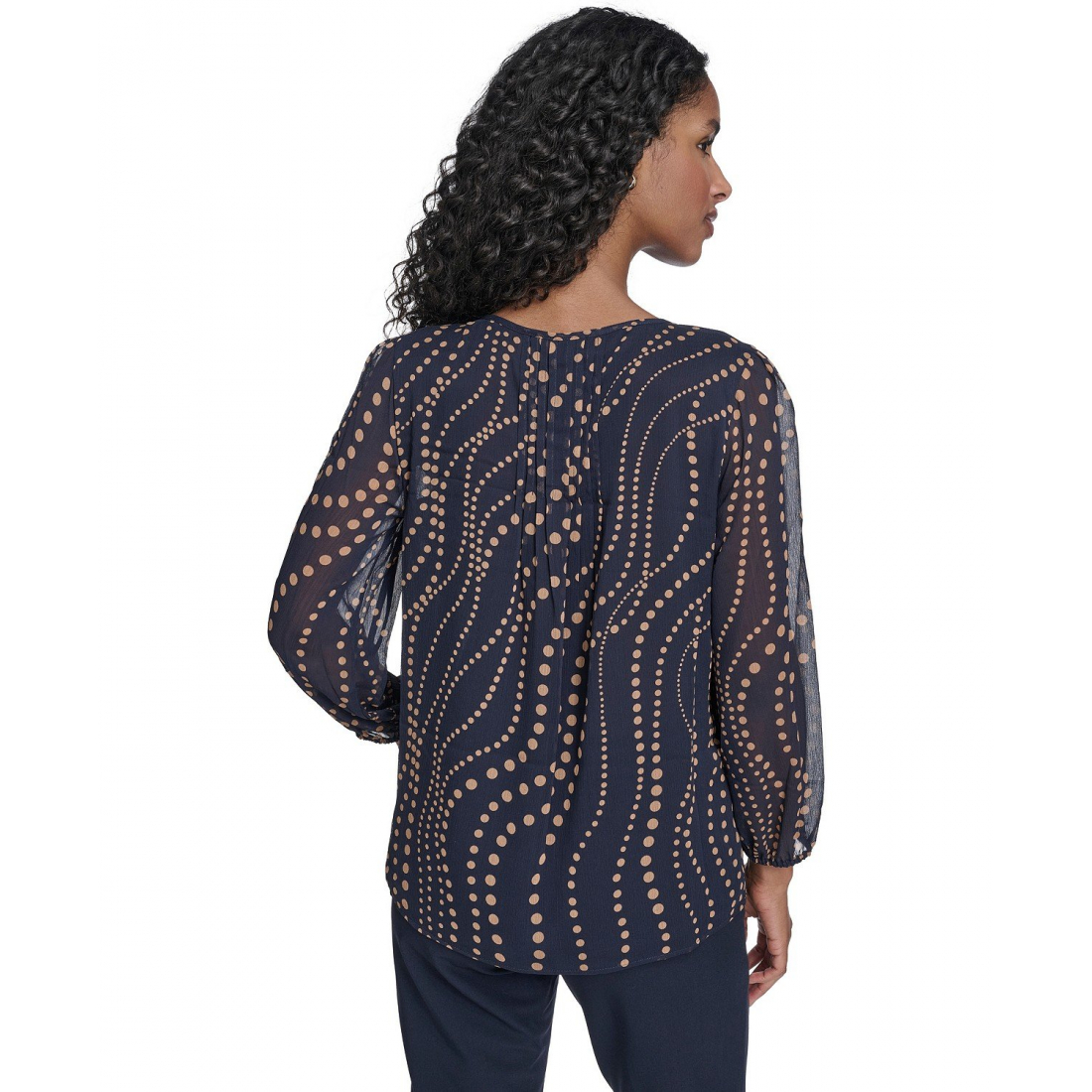 'Cascade Dot Pintuck Long Sleeve Blouse' pour Femmes