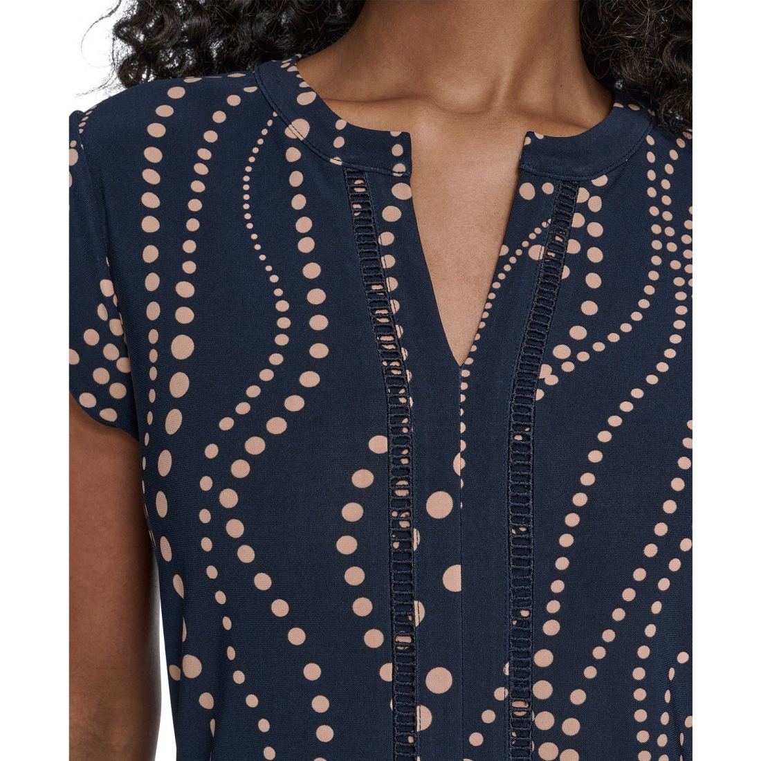 'Cascade Dot Cap Sleeve V-Neck Top' pour Femmes