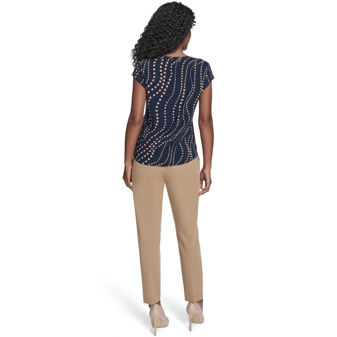 'Cascade Dot Cap Sleeve V-Neck Top' pour Femmes