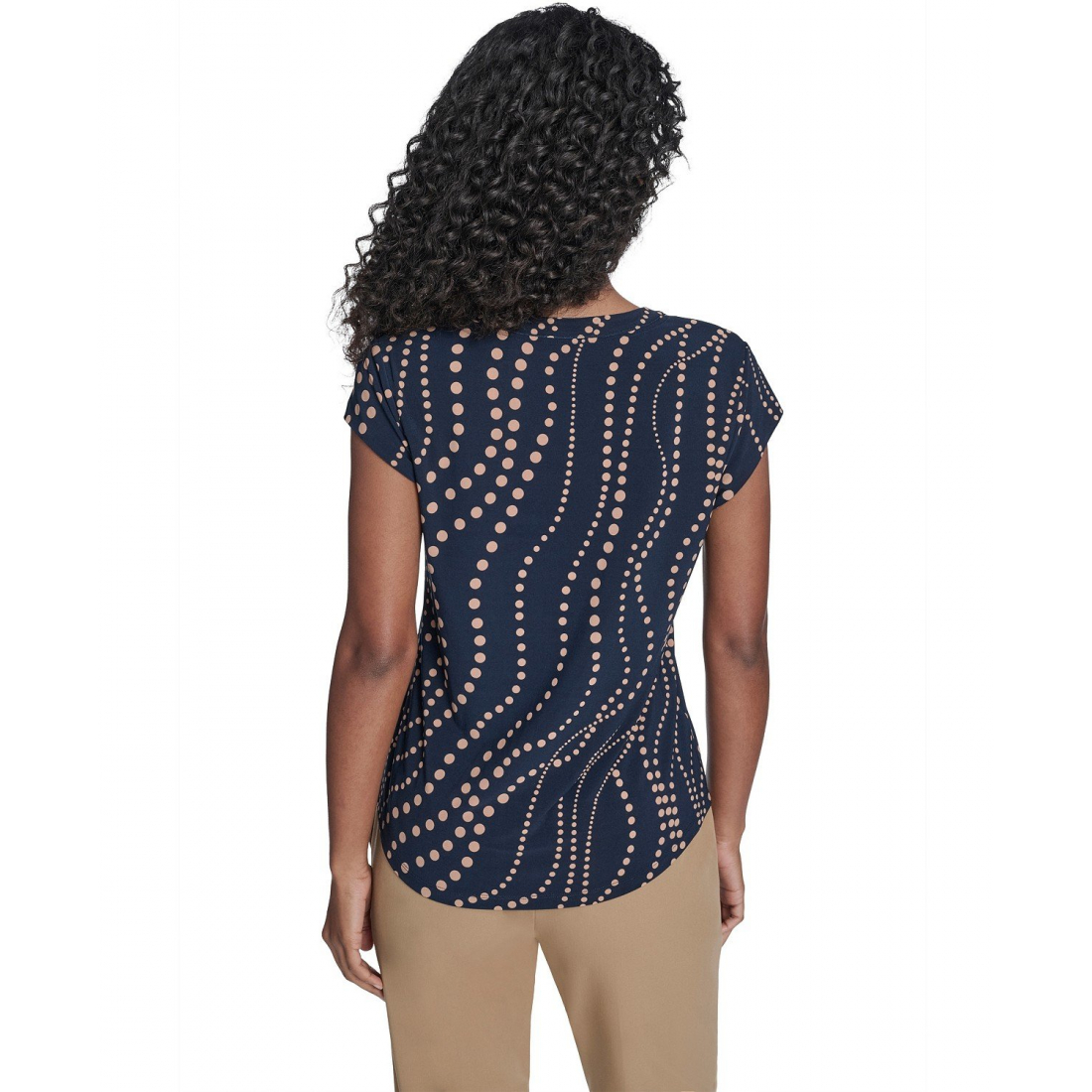 'Cascade Dot Cap Sleeve V-Neck Top' pour Femmes