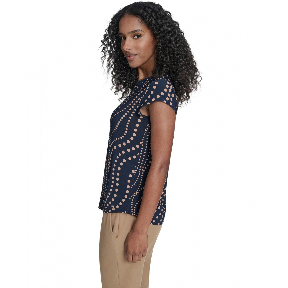 'Cascade Dot Cap Sleeve V-Neck Top' pour Femmes