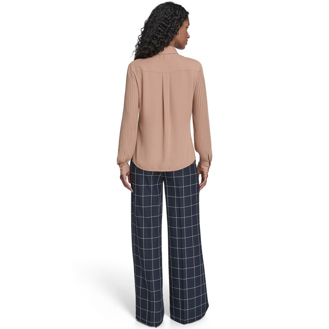 'Pleated Sleeve Button-Up Blouse' pour Femmes
