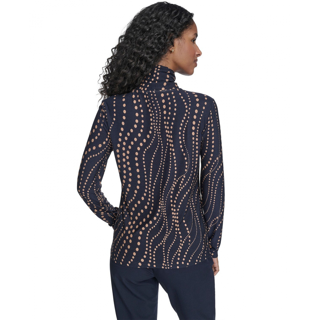 'Long Sleeve Cascade Dot Turtleneck Top' pour Femmes