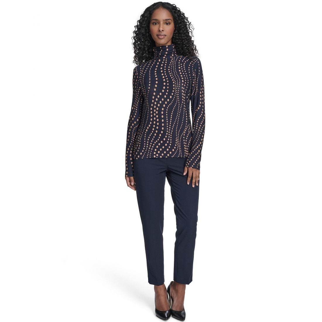 'Long Sleeve Cascade Dot Turtleneck Top' pour Femmes