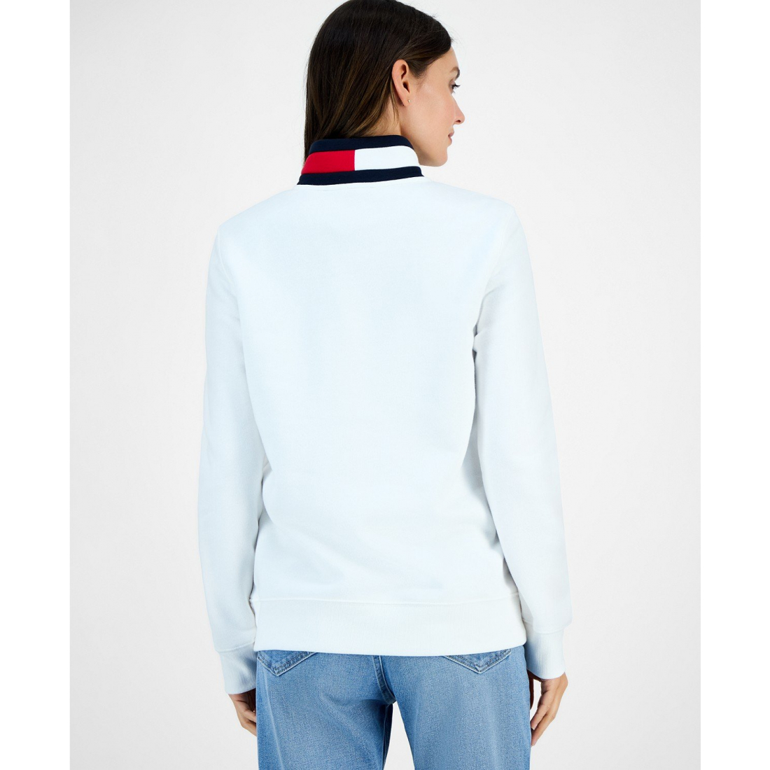 'Quarter Zip Embroidered Logo Sweatshirt' pour Femmes