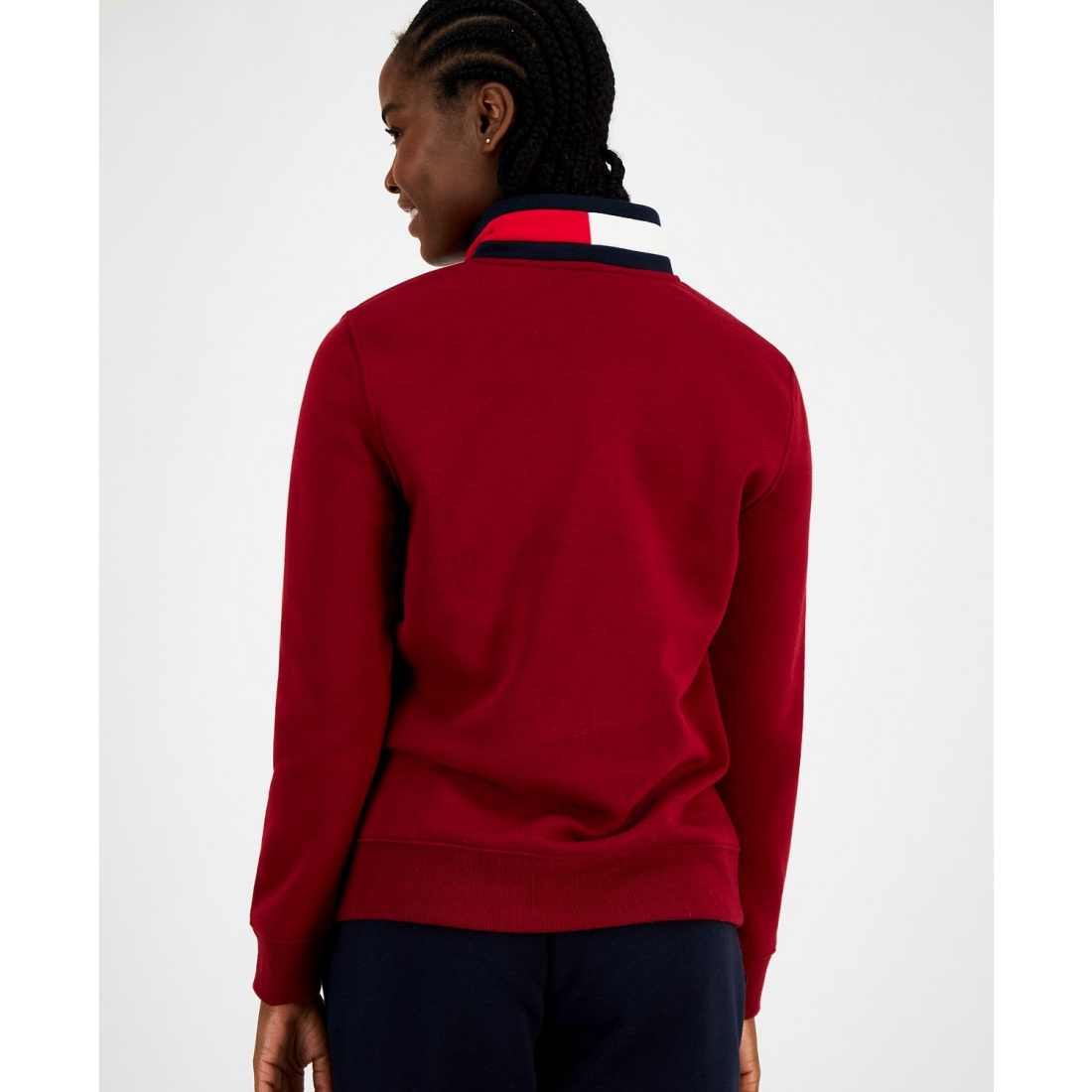'Quarter Zip Embroidered Logo Sweatshirt' pour Femmes