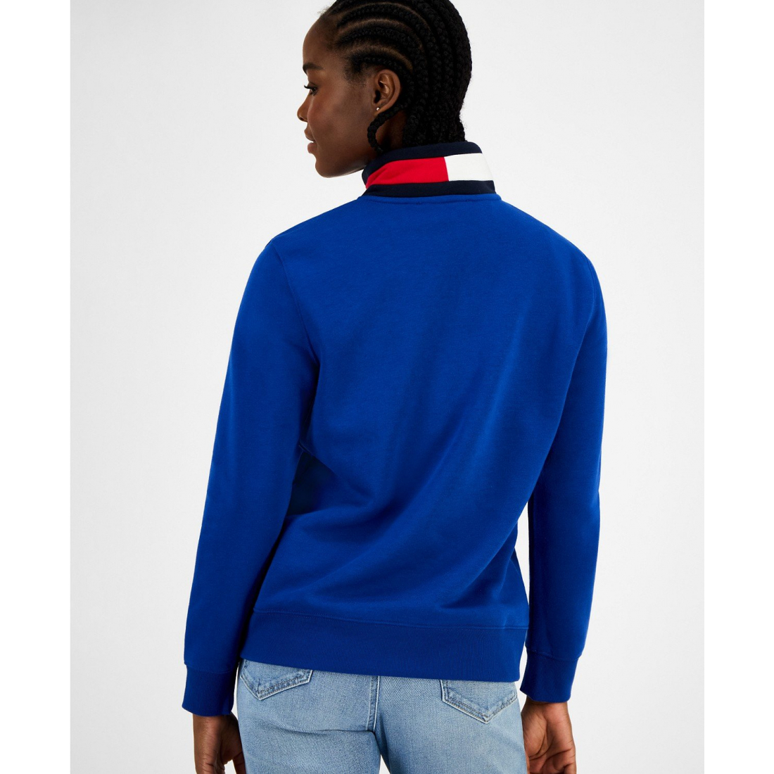 'Quarter Zip Embroidered Logo Sweatshirt' pour Femmes