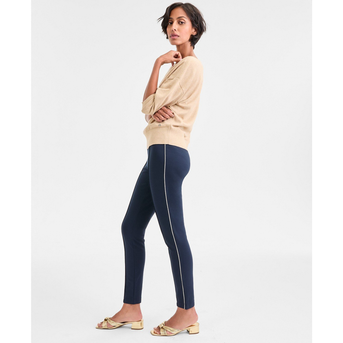 'Striped-Trim Seamed Pull-On Pants' für Damen