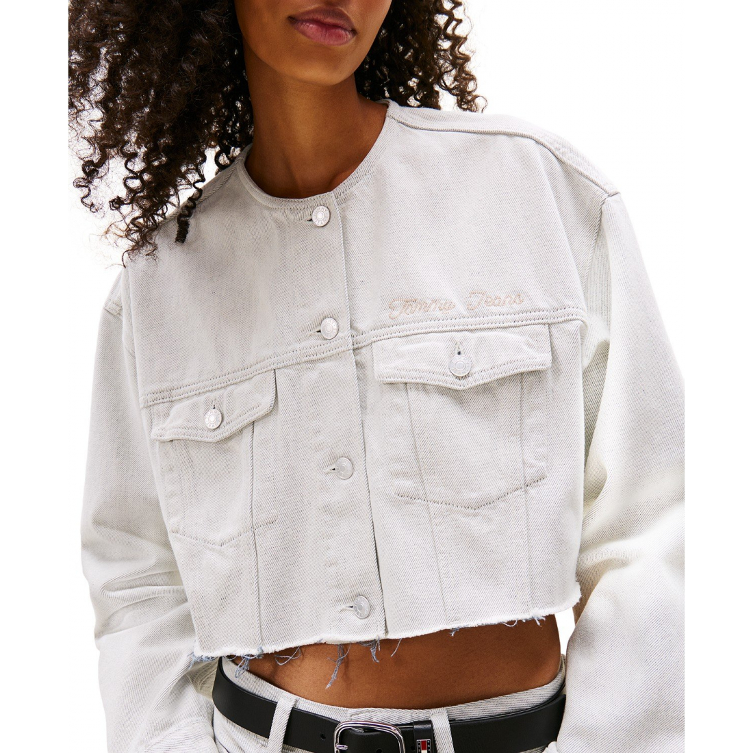 'Oversize Collarless Crop Jacket' für Damen