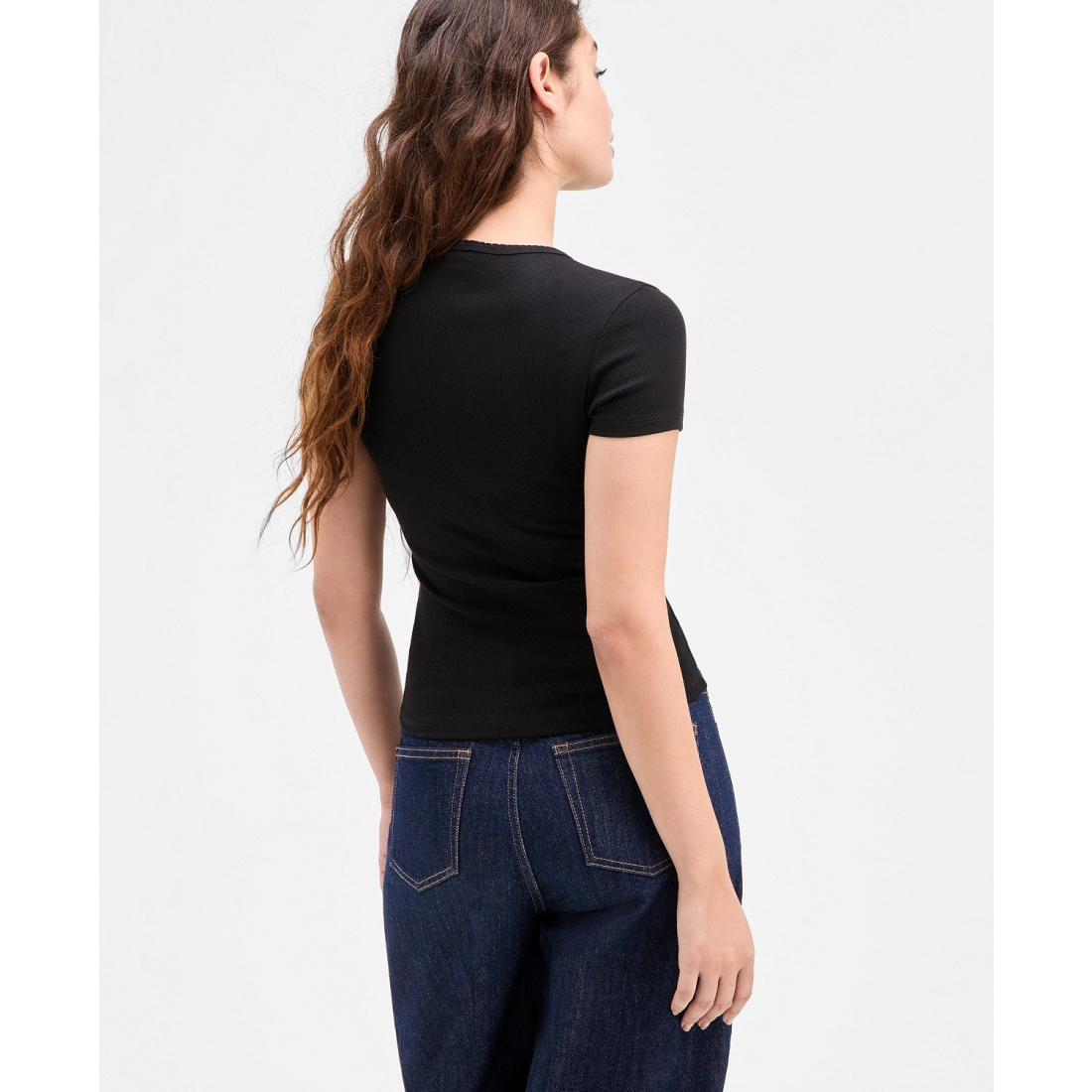 'Slim Rose Logo Ribbed Short-Sleeve T-Shirt' für Damen