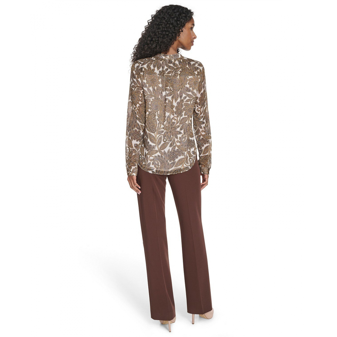'Paisley Ruffle Long Sleeve Blouse' pour Femmes