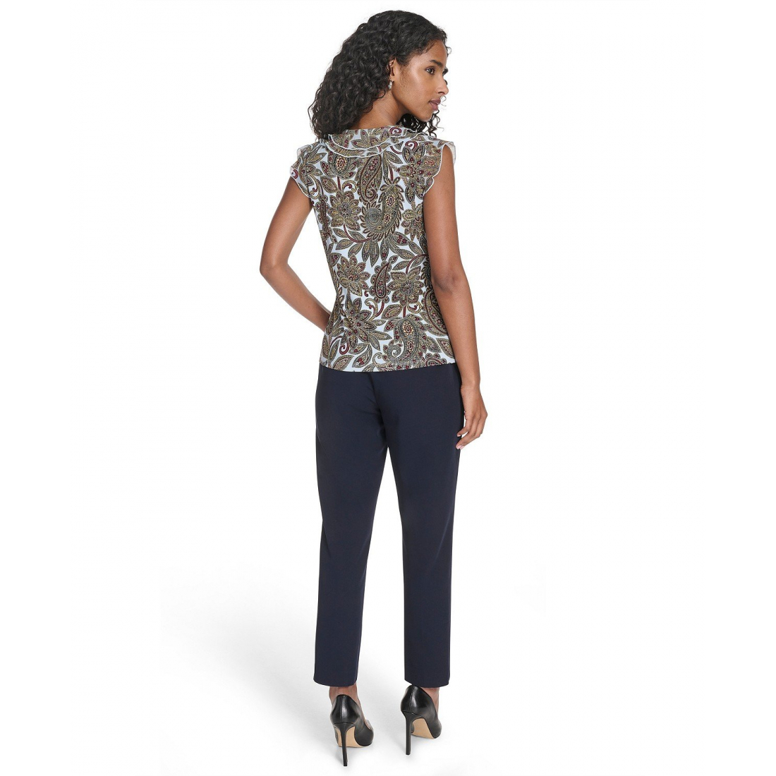 'Paisley Ruffle Front Top' pour Femmes