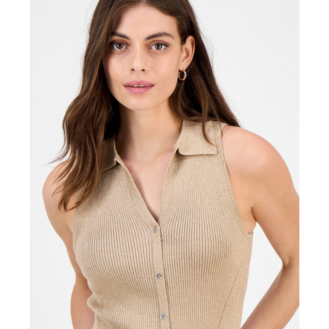 'Shine Sleeveless Halter Polo Sweater' pour Femmes