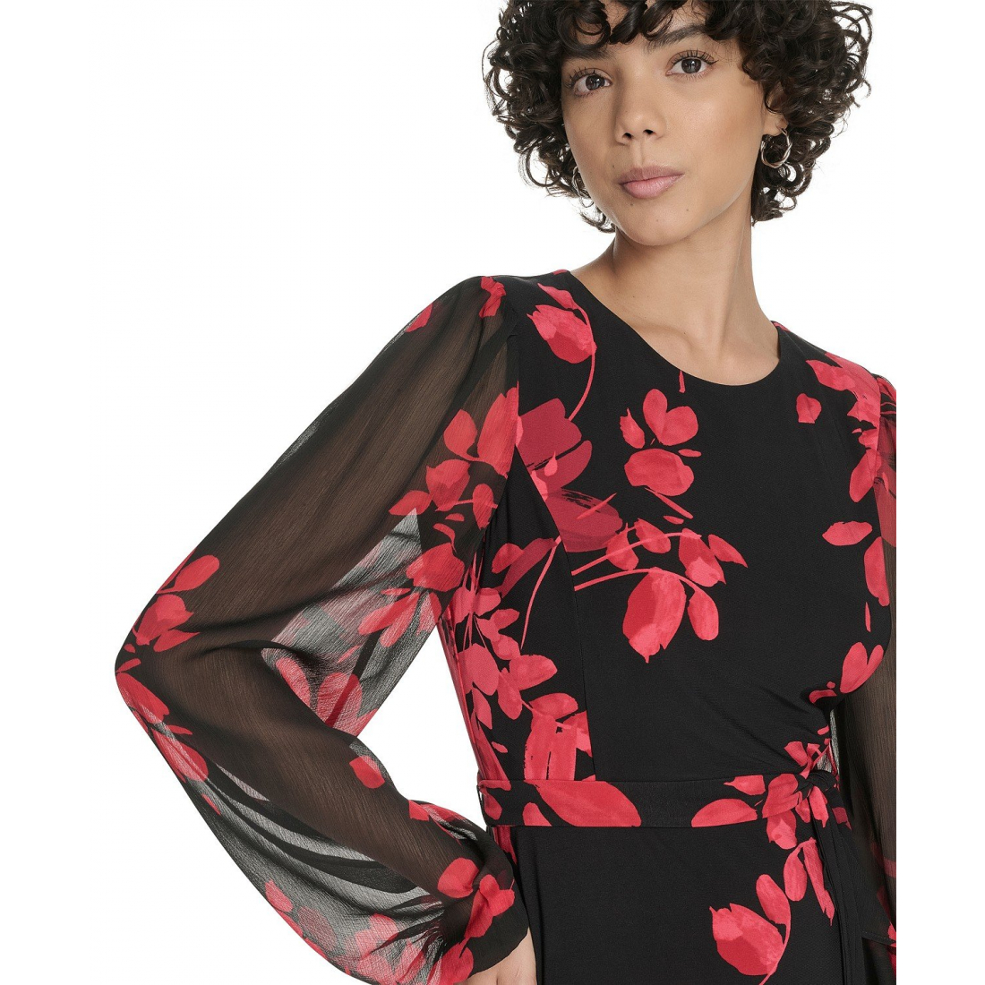 'Sheer Balloon Sleeve Dress' pour Femmes