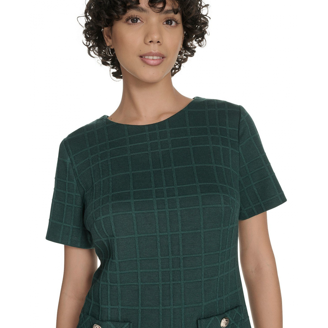'Short Sleeve Knit Shift Dress' pour Femmes