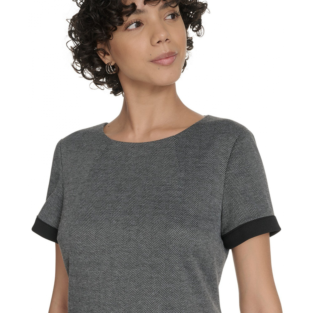 'Herringbone Crew Neck Dress' pour Femmes