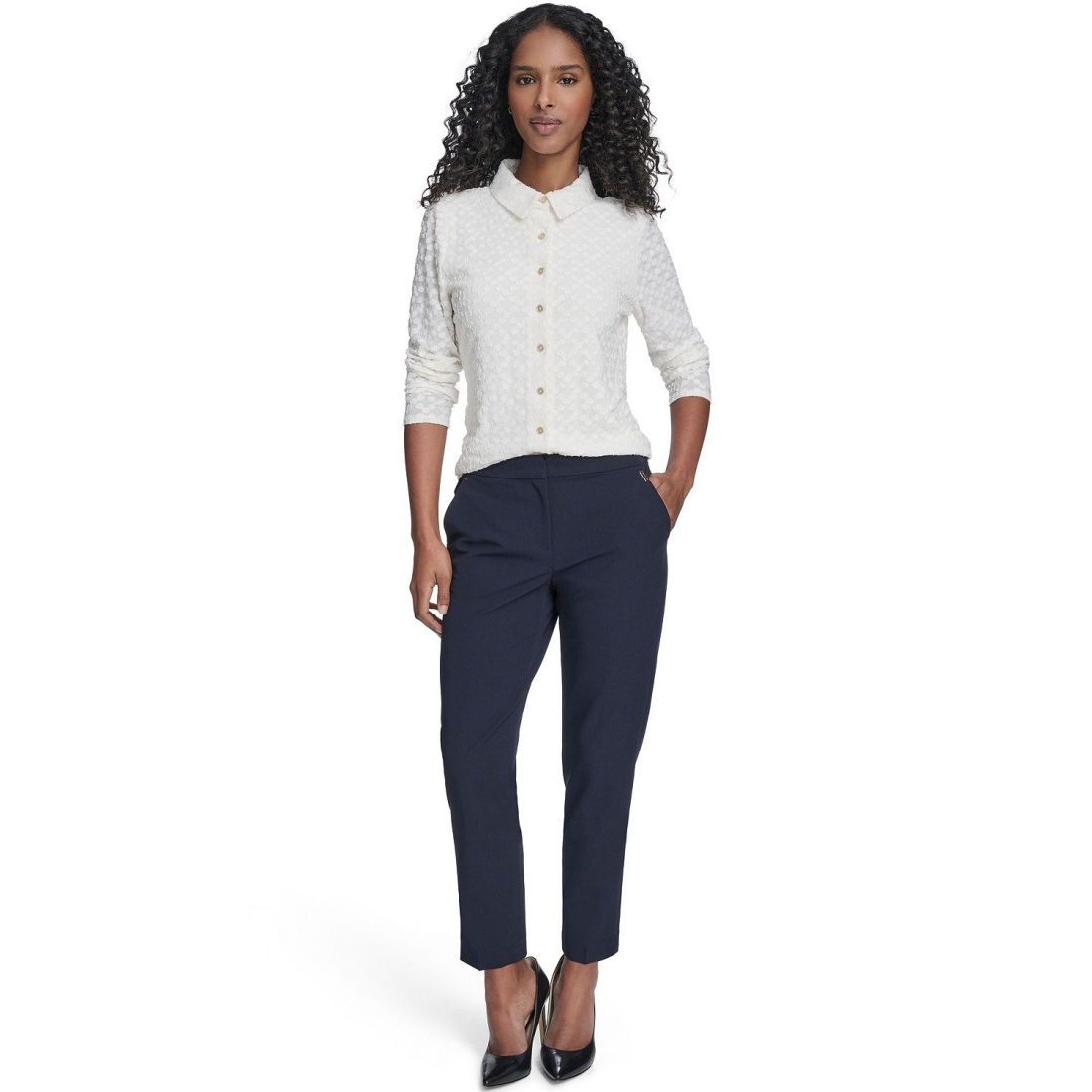 'Floral Clip Button-Up Top' pour Femmes