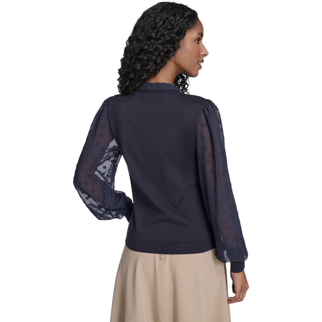 'Mixed Media Floral Clip Long Sleeve Sweater' pour Femmes