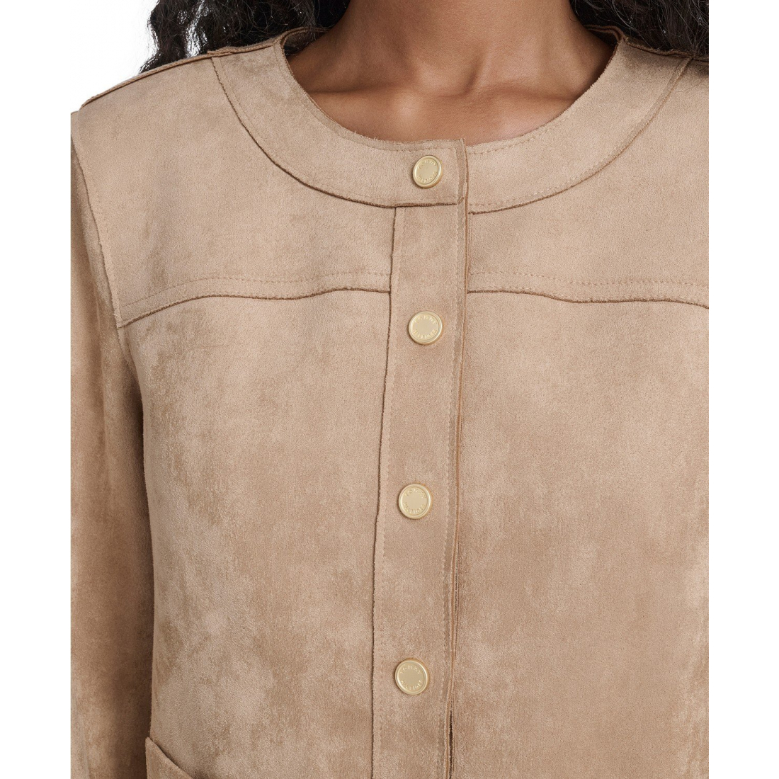 'Collarless Snap Front Jacket' pour Femmes