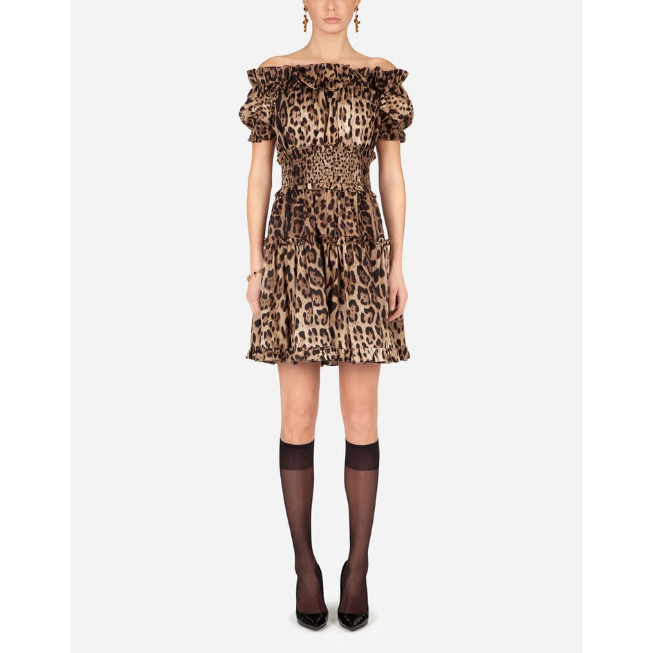'Short Leopard-Print Poplin' Mini Kleid für Damen