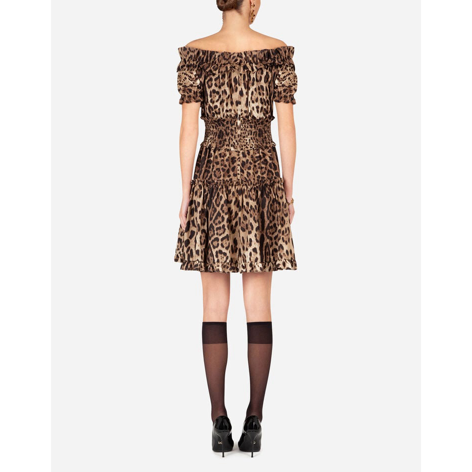 'Short Leopard-Print Poplin' Mini Kleid für Damen